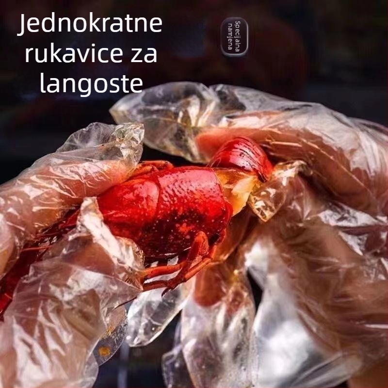 Rukavice za jednokratnu upotrebu, prehrambeni polietilen, debeli, prozirni, kutija za doziranje