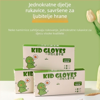 Dječje jednokratne TPE rukavice, prehrambene kvalitete, debele, protuklizne, otporne na ulje; plastični materijal, proziran uzorak, debljina 1, zaštita od prašine
