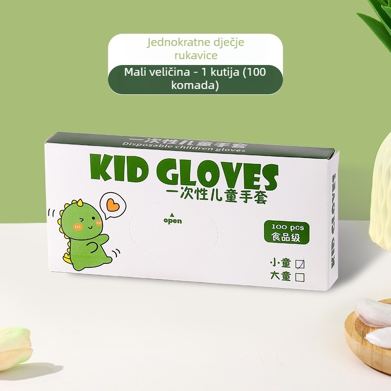 Dječje jednokratne TPE rukavice, prehrambene kvalitete, debele, protuklizne, otporne na ulje; plastični materijal, proziran uzorak, debljina 1, zaštita od prašine