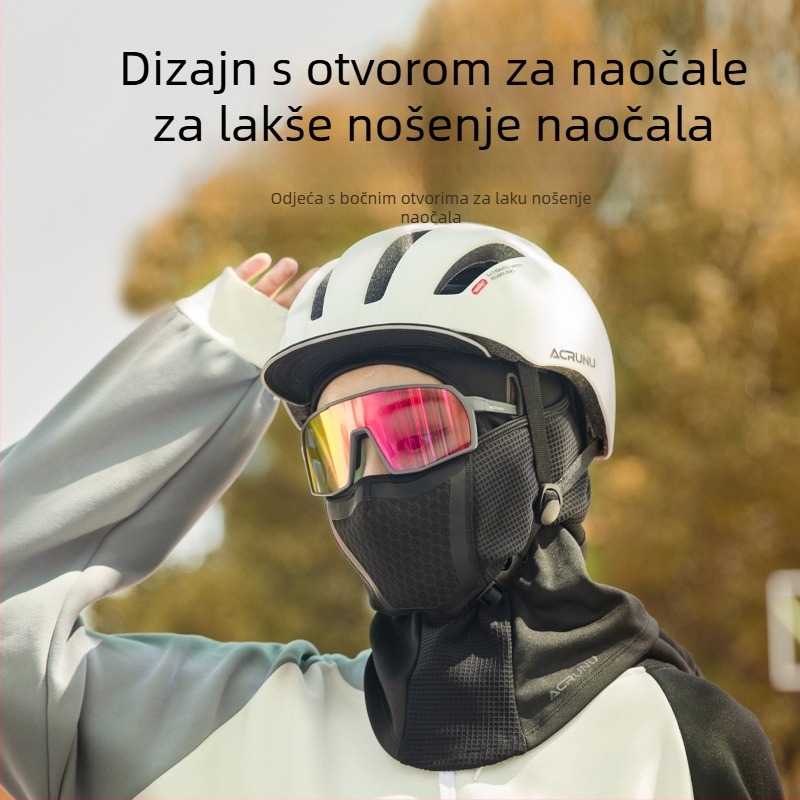 ACRUNU/Ehrlen topla kapuljača za biciklizam s flisom, ovratnik za vrat, od elastičnog baršuna, za vožnju biciklom, skijanje i aktivnosti na otvorenom