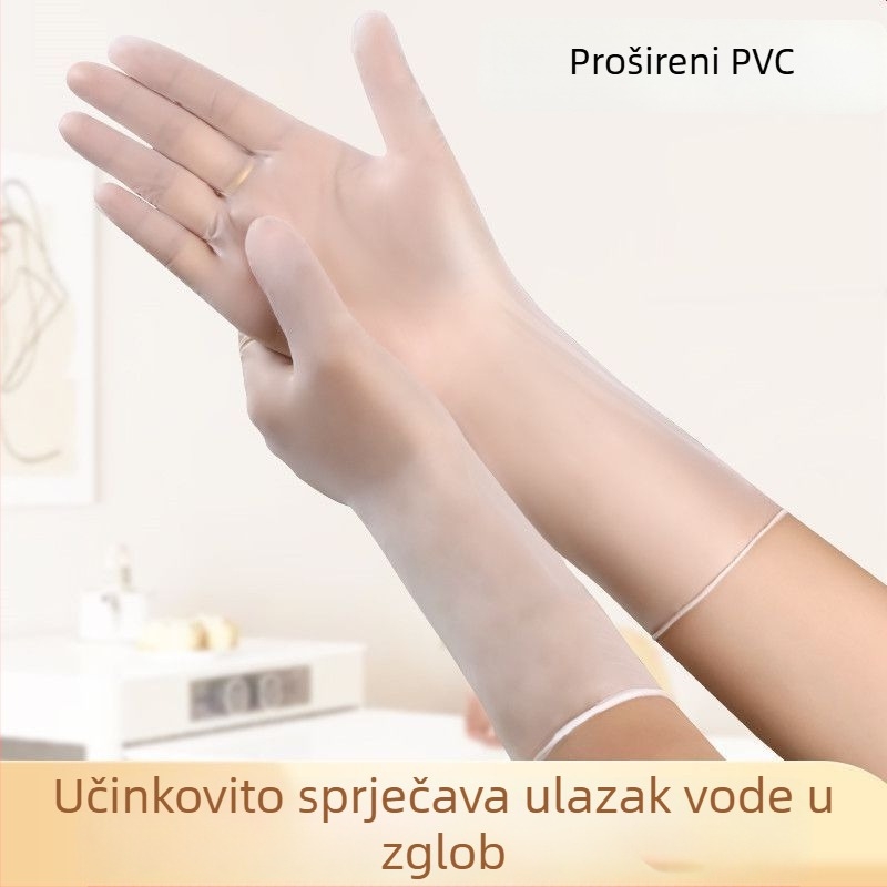 Jednokratne PVC produžene rukavice, vodootporne, otporne na ulje, protuklizne, kompatibilne s dodirnim zaslonom, 6.5 denier