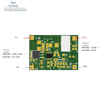 Zhichuang DC buck modul napajanja, široki ulaz 9–120V, izlaz 5V/12V, do 3A
