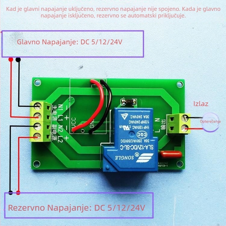 Automatski preklopnik napajanja s dva izvora, glavni i rezervni modul, podržava 5/12/24/220V