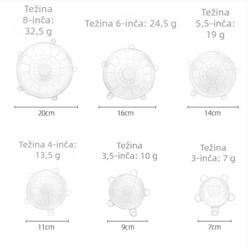 Šestodijelni set silikonskih poklopaca za zdjele, zaptivni, rastezljivi