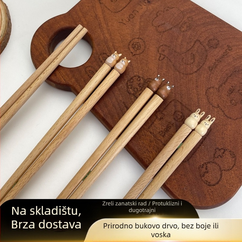 Xinxuan drvene štapiće za jelo – sladak stil, karikaturan uzorak, protuklizni