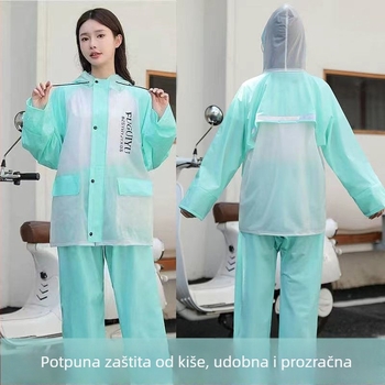 Podijeljeno kišno pončo za odrasle — PVC tkanina, debljina 20, vodootporni sloj ljepila PVC, za jednu osobu