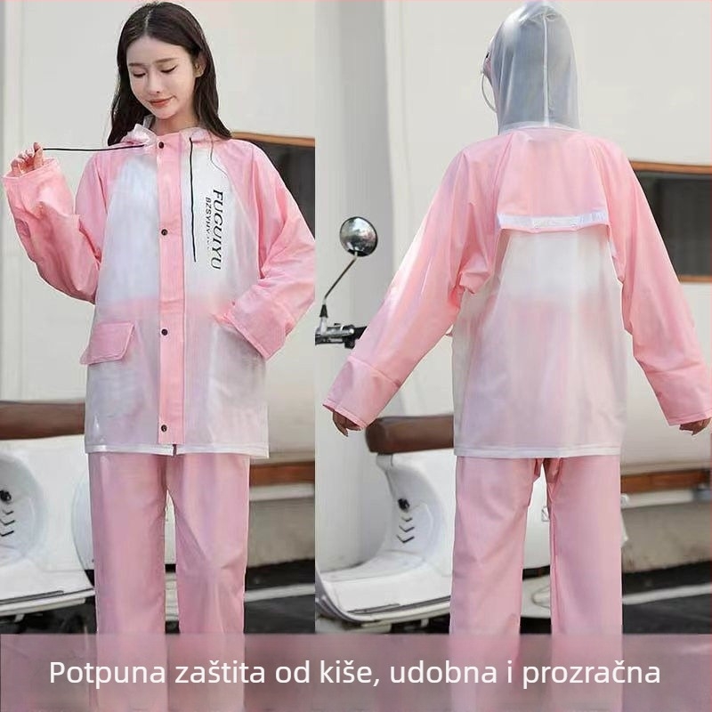 Podijeljeno kišno pončo za odrasle — PVC tkanina, debljina 20, vodootporni sloj ljepila PVC, za jednu osobu