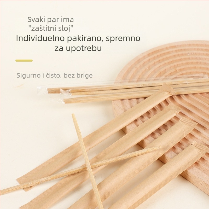 Jednokratne štapiće za jelo od bambusa, s ojačanim i zadebljanim dizajnom, 50 parova u pakiranju, neovisno pakiranje, Marka Guyuetiancheng