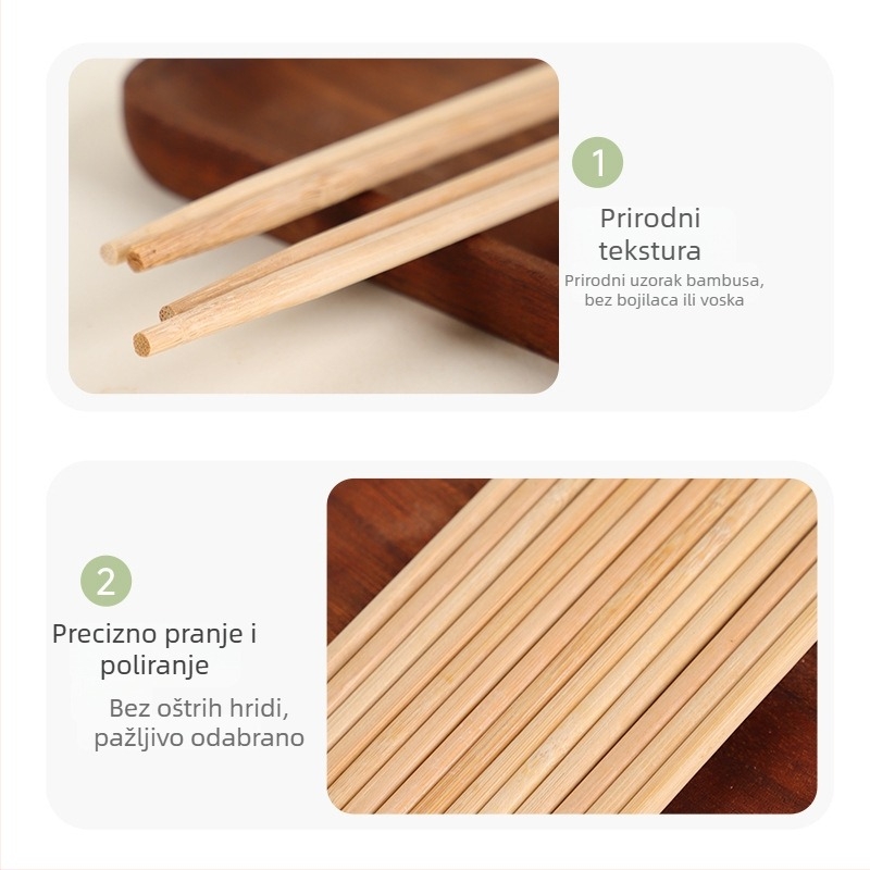 Jednokratne štapiće za jelo od bambusa, s ojačanim i zadebljanim dizajnom, 50 parova u pakiranju, neovisno pakiranje, Marka Guyuetiancheng
