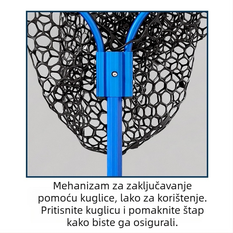 Mreža za ribolov od aluminijske legure sa silikon mrežom, izvlačna, nosivost 10 kg