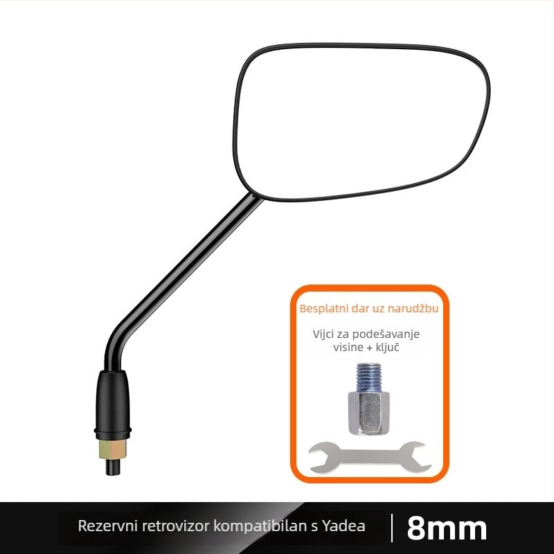 Lijevi bočni retrovizor za električni skuter Yadi E8 Laida, Kepu, staklo