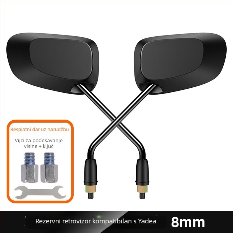 Lijevi bočni retrovizor za električni skuter Yadi E8 Laida, Kepu, staklo