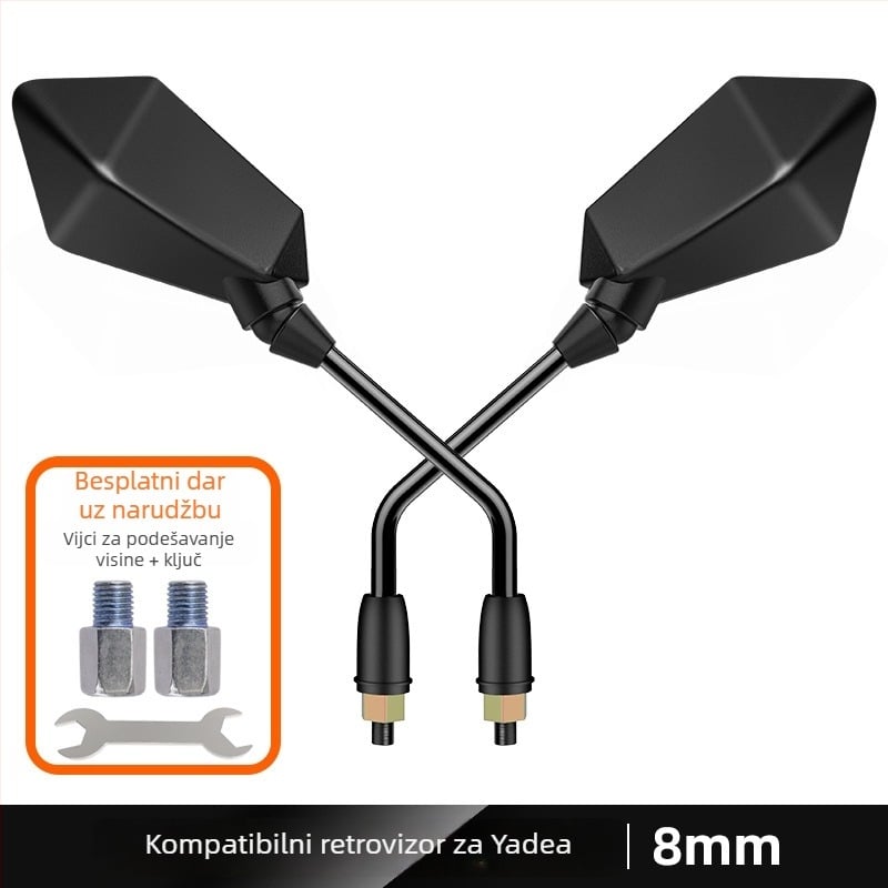 Lijevi bočni retrovizor za električni skuter Yadi E8 Laida, Kepu, staklo