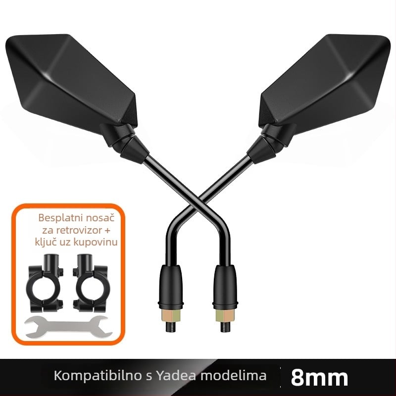 Lijevi bočni retrovizor za električni skuter Yadi E8 Laida, Kepu, staklo