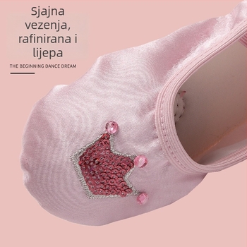 Dječje baletne tenisice za jogu sa satenskim gornjim dijelom i potplatom od kože – prozračne, lagane, otporne na habanje, mekana potplata za djevojčice