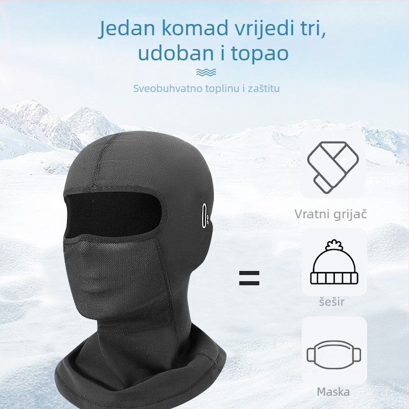 QUMOZHE fleece maska za motocikle, vjetrootporn, unisex, prilagodljiva
