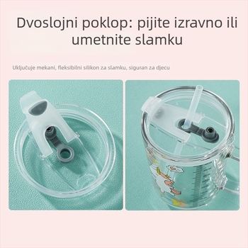 Čaša mlijeka s graduacijom od stakla, otporna na mikrovalnu, Cartoon stil, Liuliang