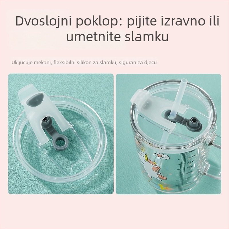 Čaša mlijeka s graduacijom od stakla, otporna na mikrovalnu, Cartoon stil, Liuliang