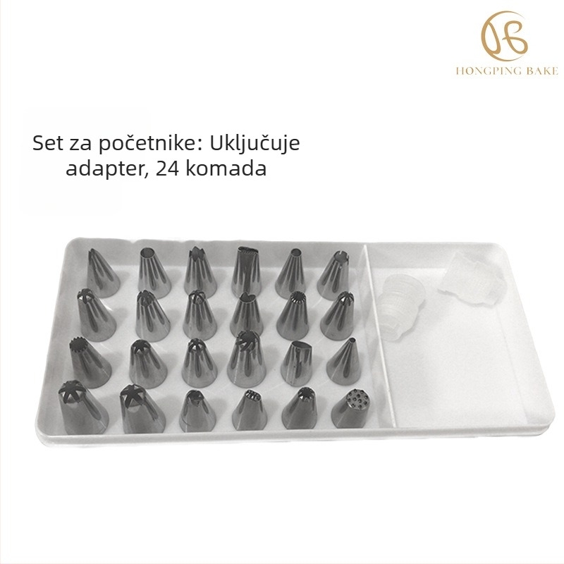 Set od 24 vrhova za ukrašavanje od nehrđajućeg čelika za torte i kolače, vrhovi za kremu, moderan minimalistički dizajn