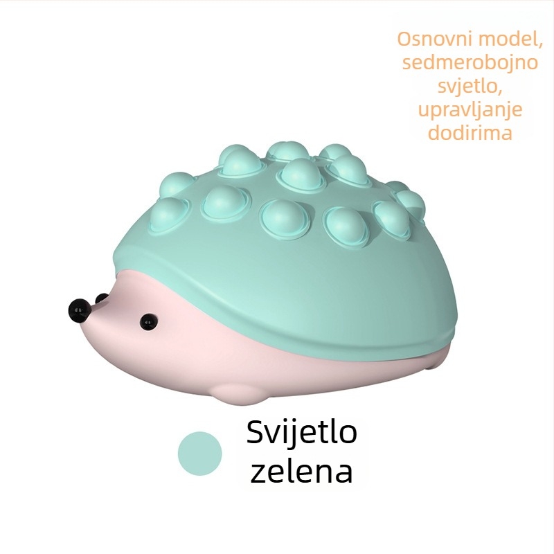 Silikonska noćna lampica u obliku ježića, s gumbom za pritiskanje balon lampice, USB punjiva, gradientni LED s sedam boja, ROHS certifikat