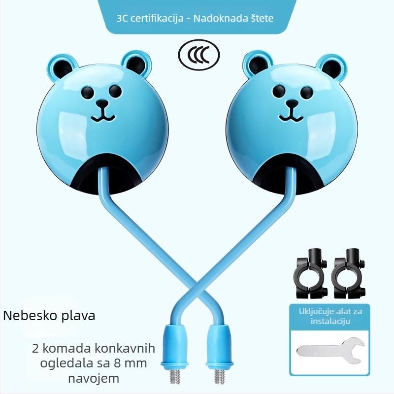 Raybeen stražnje ogledalo za električna vozila; materijali: staklo, guma, metal, ABS; 3C certifikacija: QXQY-996; kompatibilno s električnim automobilima, motociklima i triciklima.