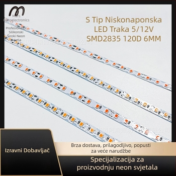 Miami 2835 LED samoljepljiva fleksibilna svjetlosna traka, ulaz 5/12V, 110–120 LED, 8W, vodootporna, vijek trajanja 50 000 h, za vanjsku reklamu