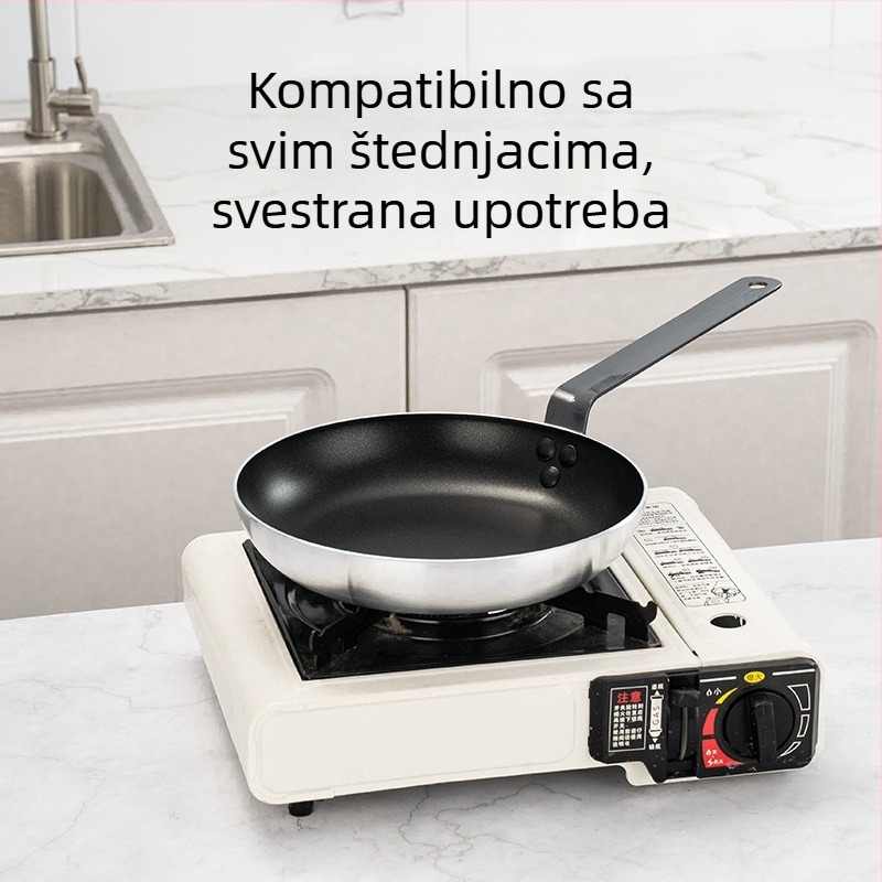 Tava s neprijanjajućim premazom - ravno dno; dvostruka namjena za palačinke i odrezak (aluminijska legura; indukcija kompatibilno; drška od željeza)