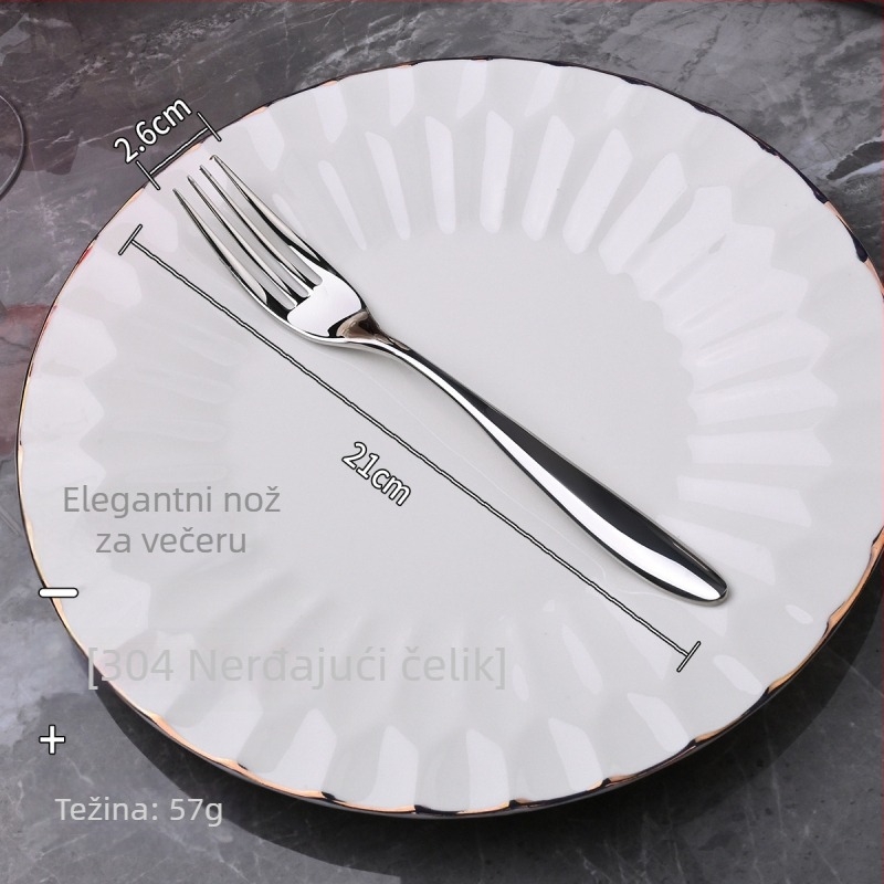 Set pribora za blagovanje od nehrđajućeg čelika 304 – nož i vilica za večeru, ogledno poliranje, minimalistički stil, ručna izrada