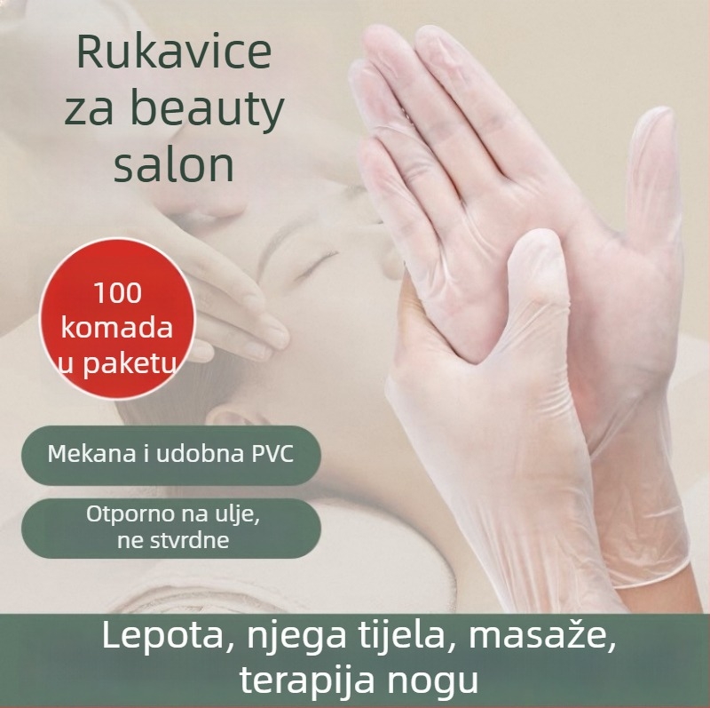 Jednokratne prozirne PVC rukavice za salone ljepote, pogodne za masažu i masažu leđa
