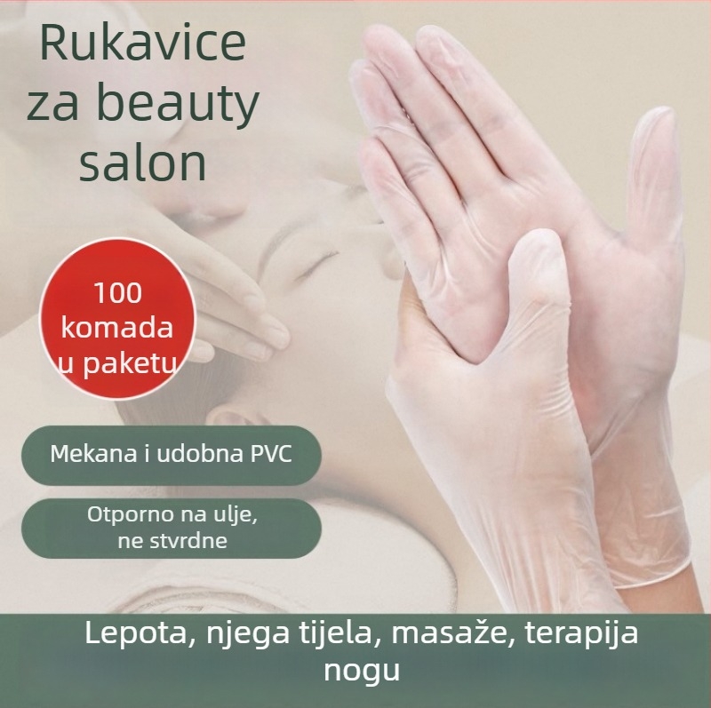 Jednokratne prozirne PVC rukavice za salone ljepote, pogodne za masažu i masažu leđa