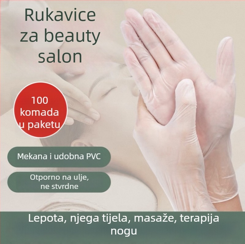 Jednokratne prozirne PVC rukavice za salone ljepote, pogodne za masažu i masažu leđa
