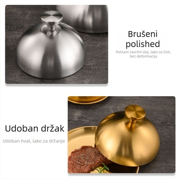 Nerđajući čelični poklopac za goveđe odreske, okrugli uzdignuti poklopac za lonac, model YX9112, marka Yuxiang