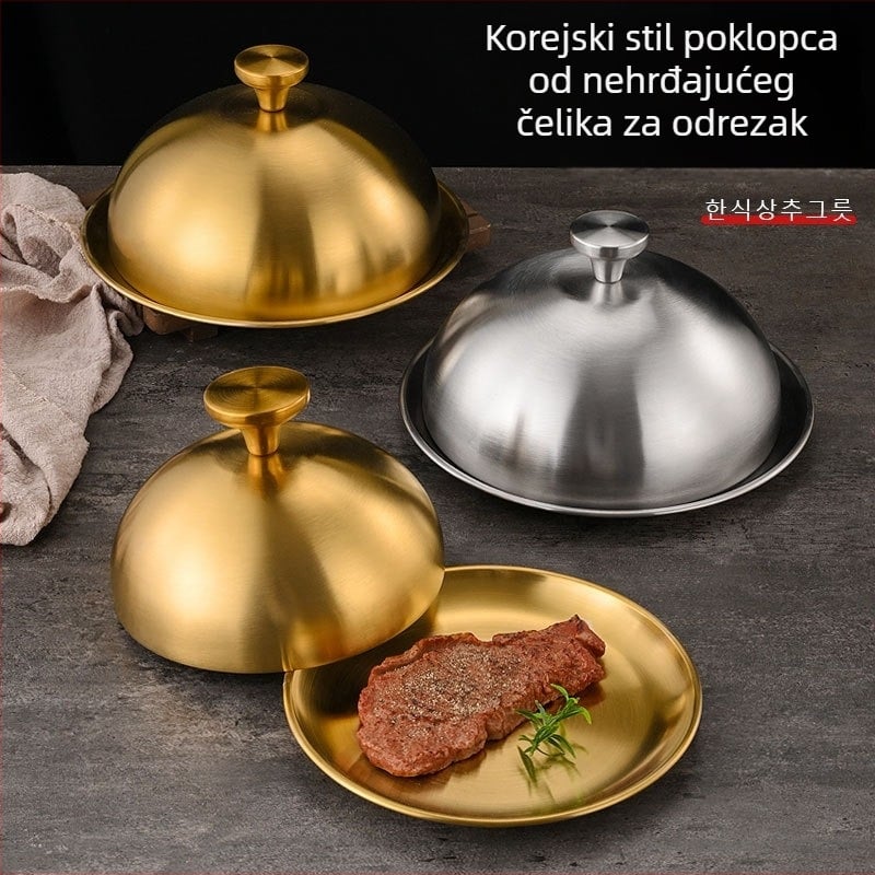 Nerđajući čelični poklopac za goveđe odreske, okrugli uzdignuti poklopac za lonac, model YX9112, marka Yuxiang