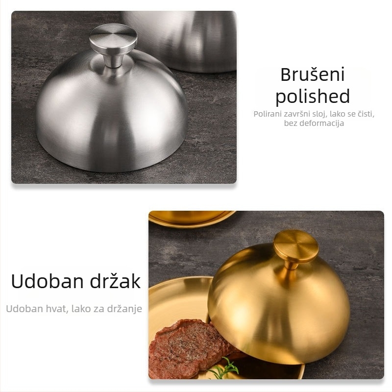 Nerđajući čelični poklopac za goveđe odreske, okrugli uzdignuti poklopac za lonac, model YX9112, marka Yuxiang