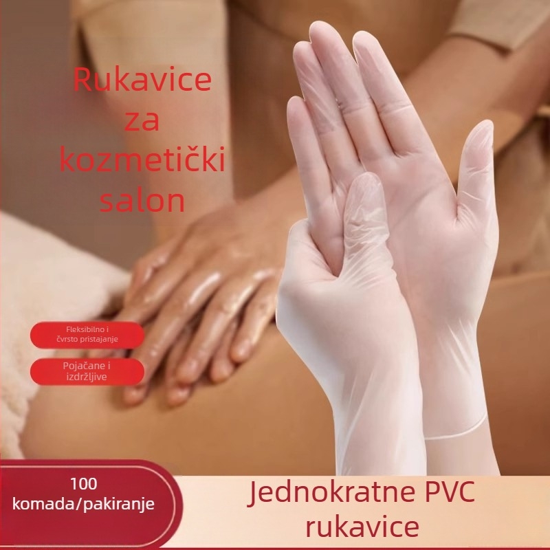 Jednokratne PVC rukavice za kozmetički salon - vodootporne, pogodne za masažu i tetoviranje, za profesionalnu i kućnu upotrebu