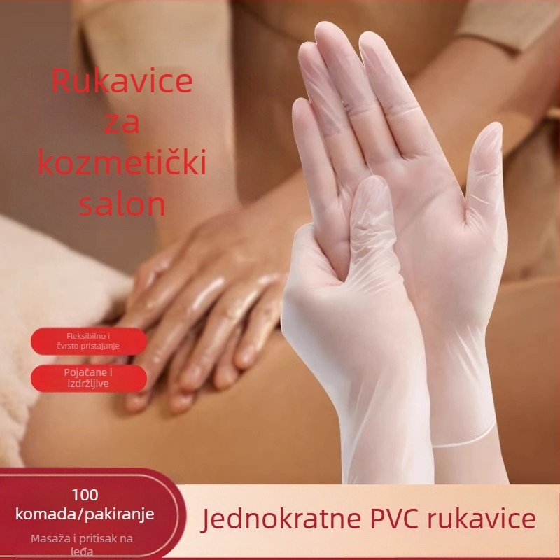 Jednokratne PVC rukavice za kozmetički salon - vodootporne, pogodne za masažu i tetoviranje, za profesionalnu i kućnu upotrebu