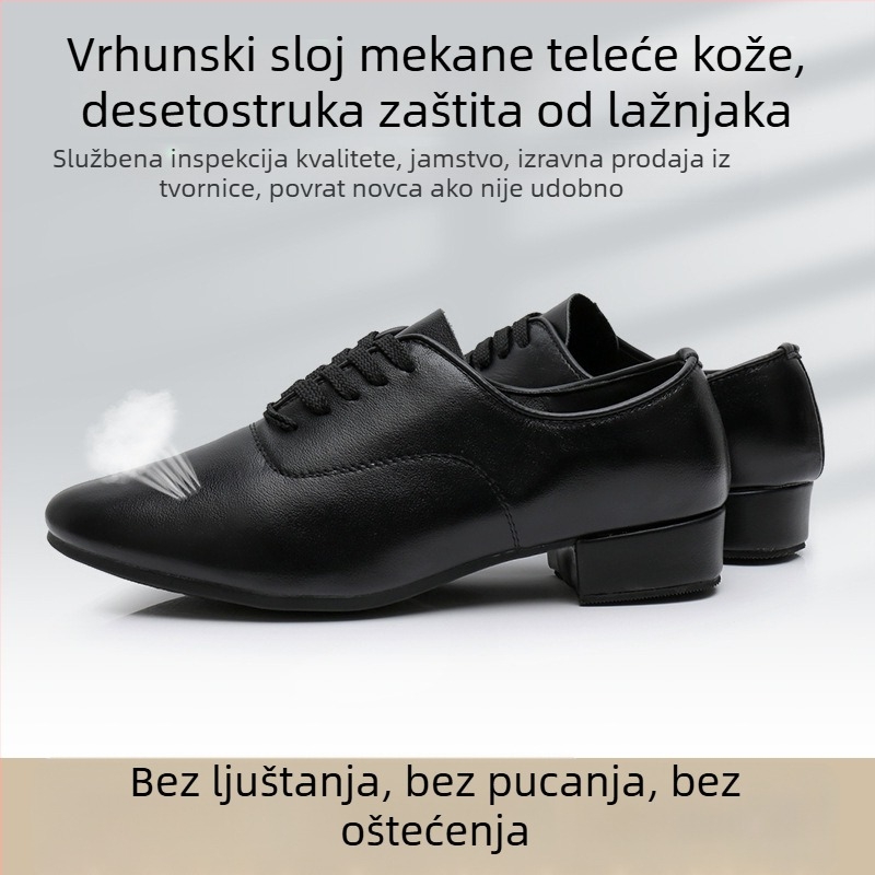 Muške latino plesne cipele s gumom potplatom, gornji dio od sintetičke kože, standardne debljine – za balet, moderni i latino ples