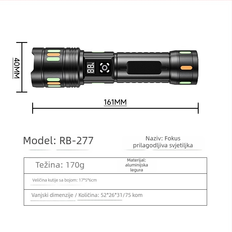 Sharp Leopard Taktička svjetiljka – LED, 20W, 26650 baterija, domet >500 m, kućište od aluminijske legure