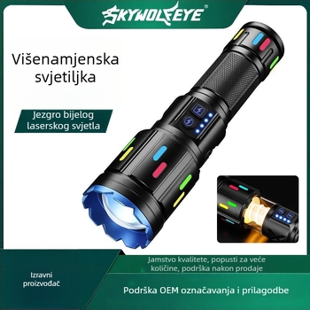 LED svjetiljka s optičkim zumom, 20W, domet 500 m, Type-C punjenje, baterije: 26650/18650/AAA