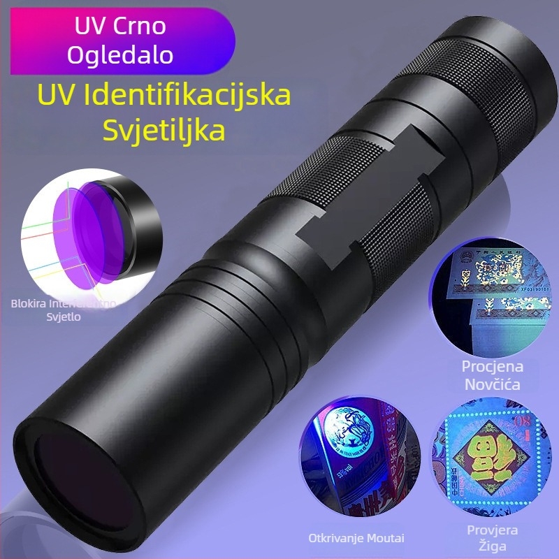 UV LED baterka 365 nm, punjiva, 3W LED, aluminijsko kućište, višenamjensko fluorescijsko detekcijsko pero