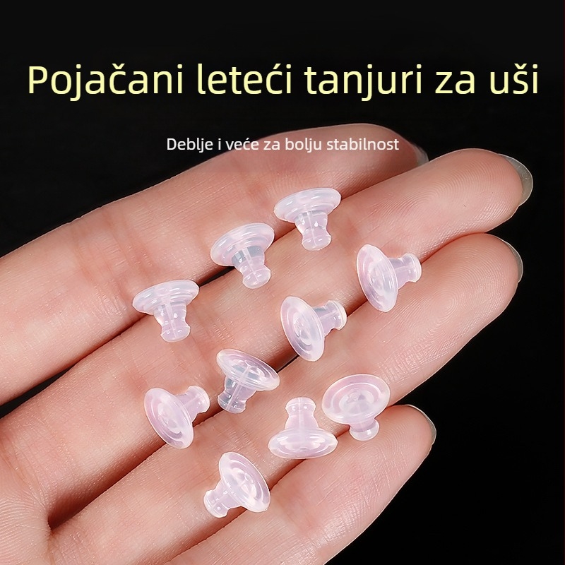 Dodatak za naušnice – silikon, stražnja kapica za naušnicu, UFO oblik, ljepilo za učvršćivanje, sprječava ispadanje