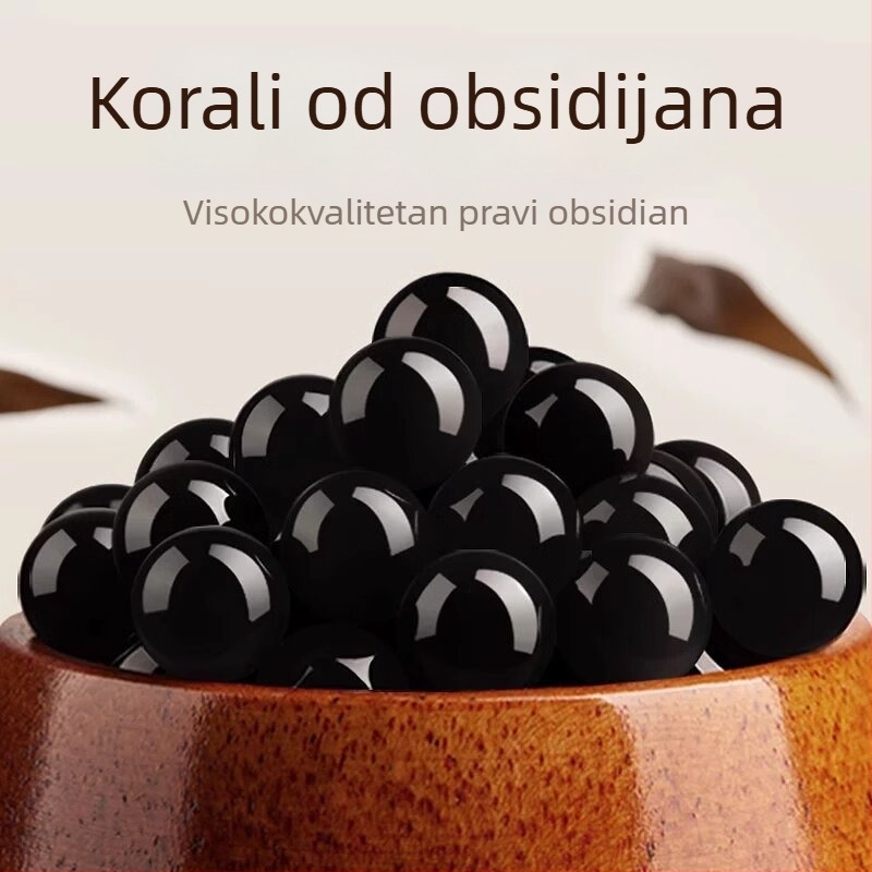 Narukvica s obsidijanom perlama za DIY, unisex (Materijal: obsidian; Stil: originalni dizajn; Podrijetlo: Lianyungang; Uvođenje: proljeće 2025)
