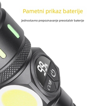 Punjenje COB baterijska lampa s bočnim svjetlom, 30W LED, 3000mAh baterija, USB punjenje, aluminijsko kućište, domet 200–500 m