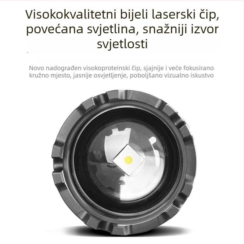 Punjenje COB baterijska lampa s bočnim svjetlom, 30W LED, 3000mAh baterija, USB punjenje, aluminijsko kućište, domet 200–500 m