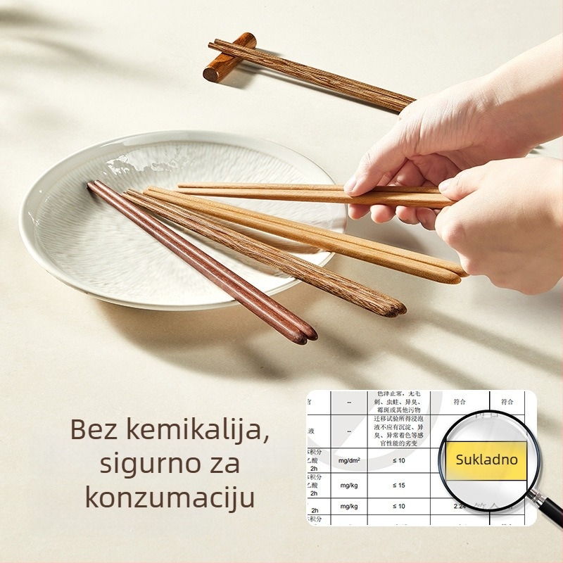 Stolne štapiće od drveta – 5 pari, moderni minimalistički stil; materijali: drvo pilećih krila, crveno sandalovo drvo, aromatično drvo; biorazgradivo
