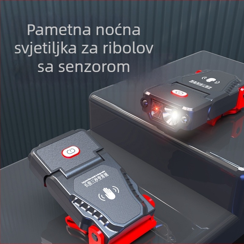 LED čelna svjetiljka s klipom za kapu i vizir, punjiva 3.7V, kapacitet baterije 1200, ručno pritiskanjem napajanje
