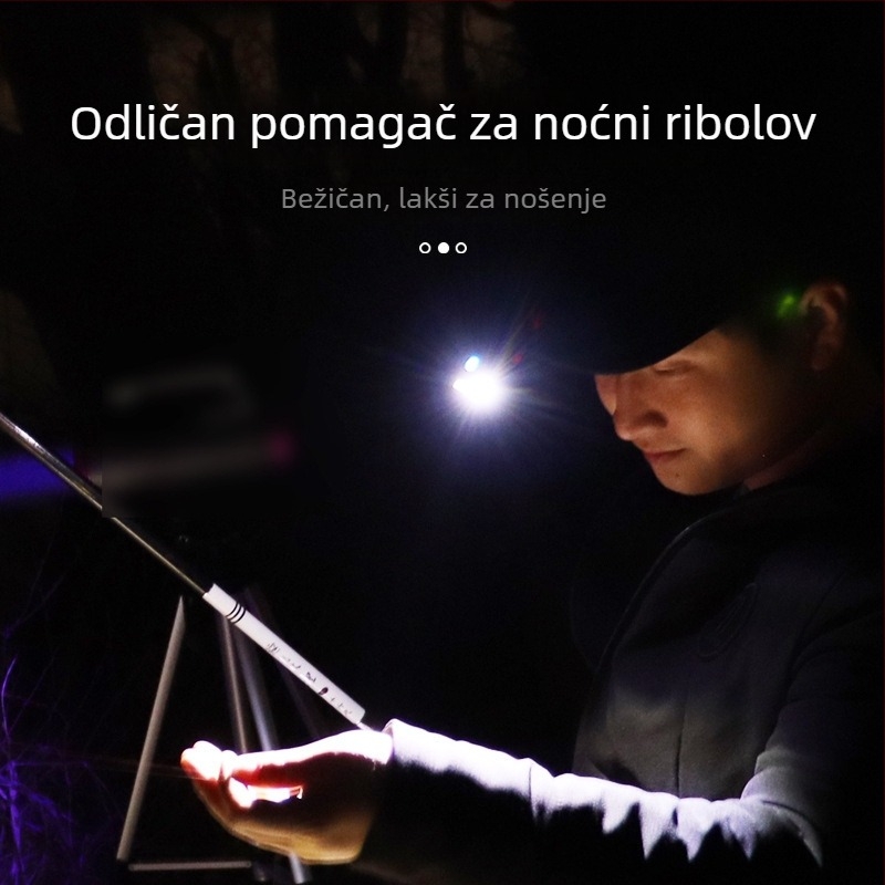 LED čelna svjetiljka s klipom za kapu i vizir, punjiva 3.7V, kapacitet baterije 1200, ručno pritiskanjem napajanje
