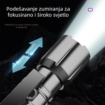 Prijenosna LED svjetiljka s podesivim fokusom, ručno pokretanje, 5W, 4000 mAh