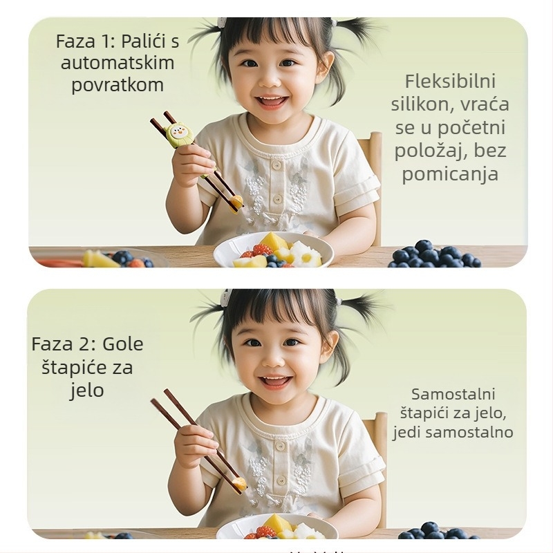 Dječje trening štapići za jelo – drveni, Jingqi marka, svjež i sladak stil, mogućnost tiskanja logotipa (Drveni; Jingqi marka; svjež i sladak stil; mogućnost tiskanja logotipa)
