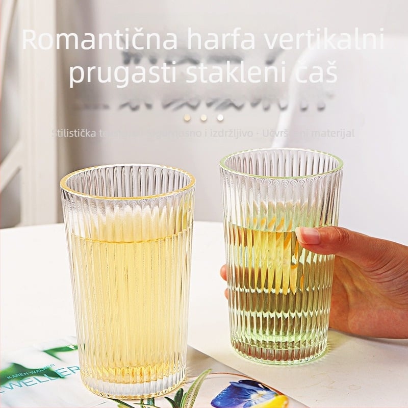 Staklena čaša za piće | Moderni minimalistički stil, bez ručke i bez poklopca | Staklo visoke borosilikatne otpornosti na temperaturu | Otporno na toplinu | Preširano, polu ručna izrada